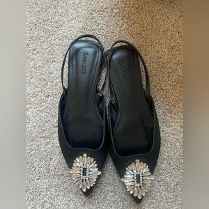 Open Edit satin bejeweled flats
